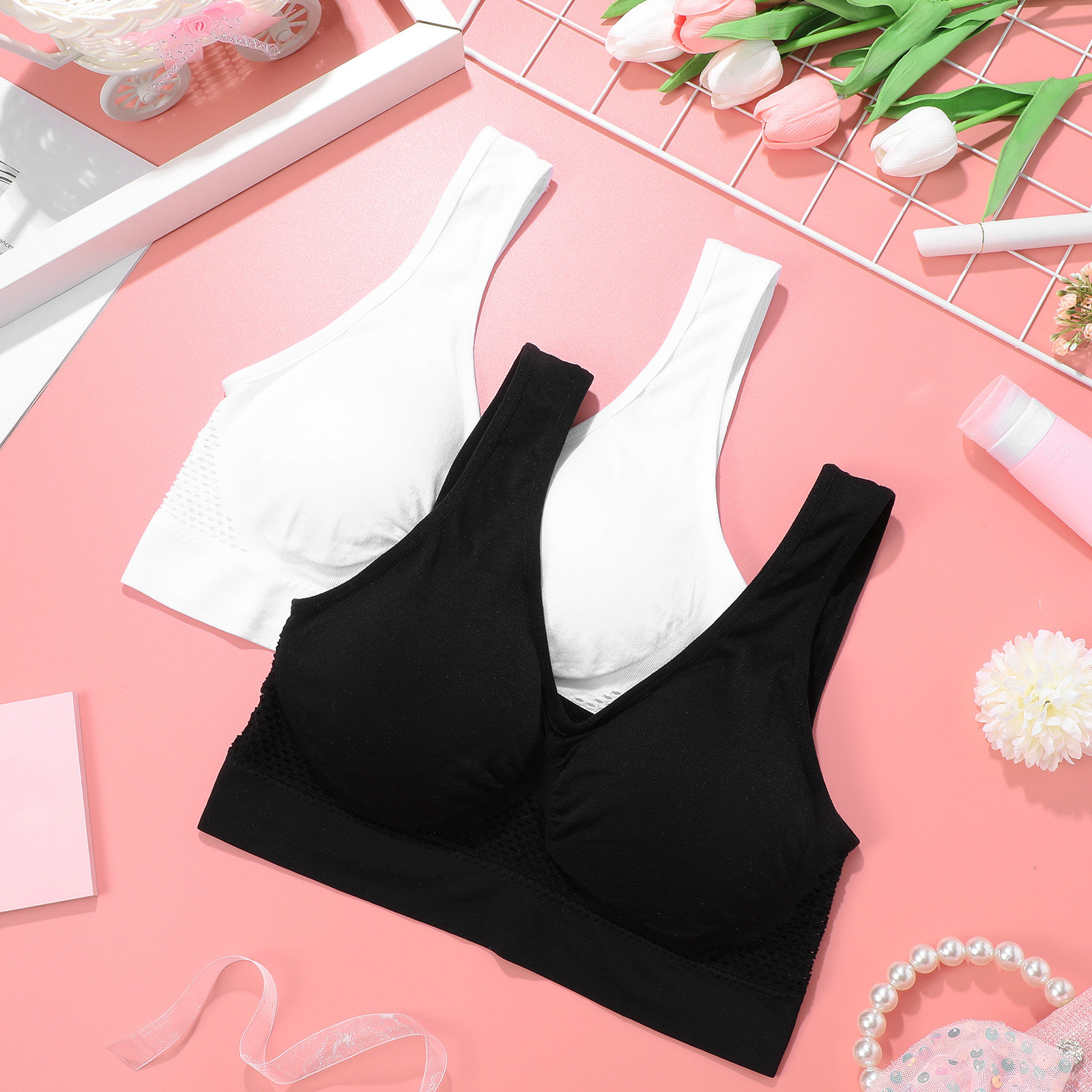 Home Gym Outdoor - 2 pcs Women Strapless Bra Nylon